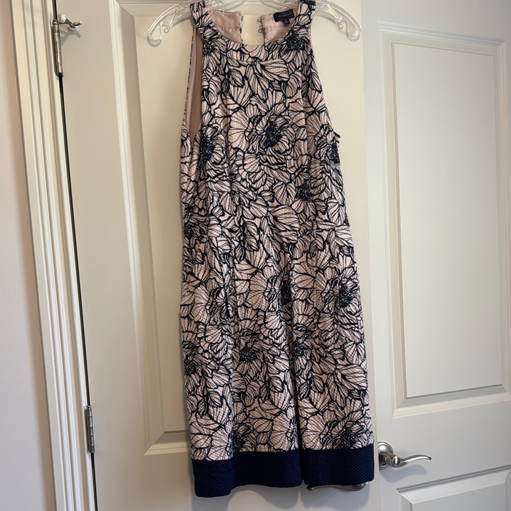 Floral Sleeveless Dress - Navy and Cream